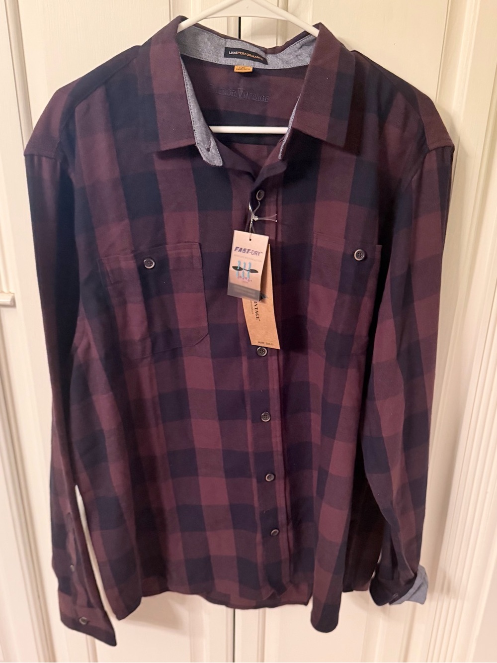 NWT Tailor Vintage Men XL Plaid Button Up Luxe Performance Stretch Flannel Shirt